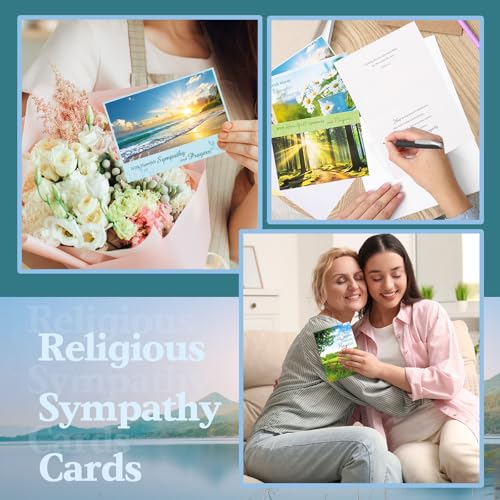 Motiskyy 24 Pack Religious Sympathy Cards with Envelopes Christian Sympathy Cards Bulk with Scripture Assorted Condolences Set for Express Your Prayer Condolences 4.5 x 6.2 inch