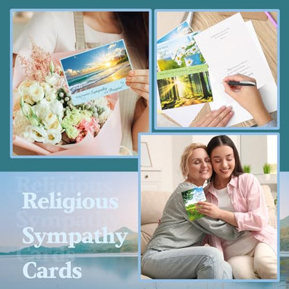 Motiskyy 24 Pack Religious Sympathy Cards with Envelopes Christian Sympathy Cards Bulk with Scripture Assorted Condolences Set for Express Your Prayer Condolences 4.5 x 6.2 inch