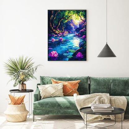Diamond Art Kits for Adults, Lotus Pond Diamond Painting Kit, 12x16 Inch - color: CYDP1P03