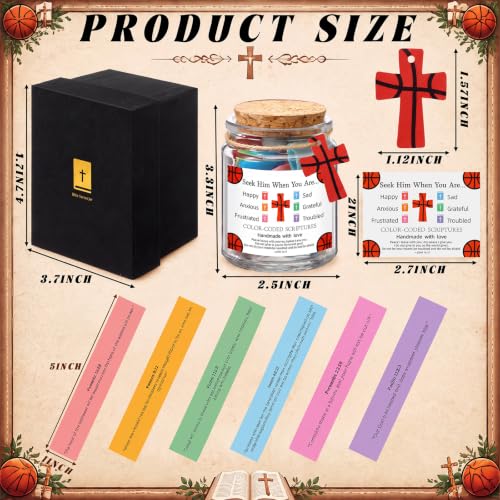 Lunmon Basketball Christian Affirmation Jar with Color-Coded Bible Verses - style: Basketball