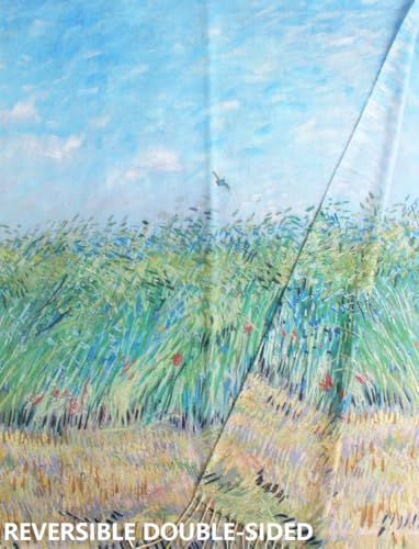Umjetnost Soft Cashmere Feel Scarf For Women Winter Warm Scarves Large Shawl Wrap Monet Van Gogh Art Print - color: C15 Green&blue