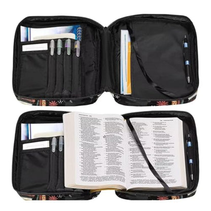 Coldinair Cat with Book Bible Cover Case for Men Teen,Women Bible Bags Book Covers Kids Scripture Carrying Case with Handle and Pocket - color: Cat With Book