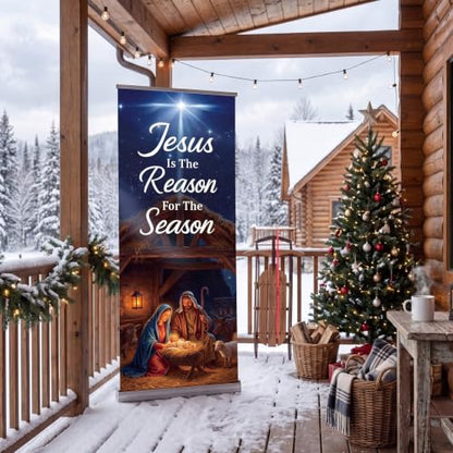 Ceenna 63" x 23.6" Christmas Nativity Retractable Banner with Bag - style: Christmas Nativity