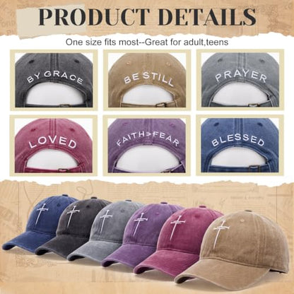 6/12 Pack Christian Hats Bulk for Men Women - style: Cross 4