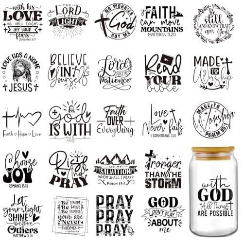 Christian UV DTF Cup Wraps - 24 Sheets Bible Verse Uvdtf Tumbler Wrap for 16 oz Glass Water Bottle, Faith Can Move Mountains Inspirational Quotes Waterproof Transfer Sticker Religious Gifts for Mom - style: Submit to you
