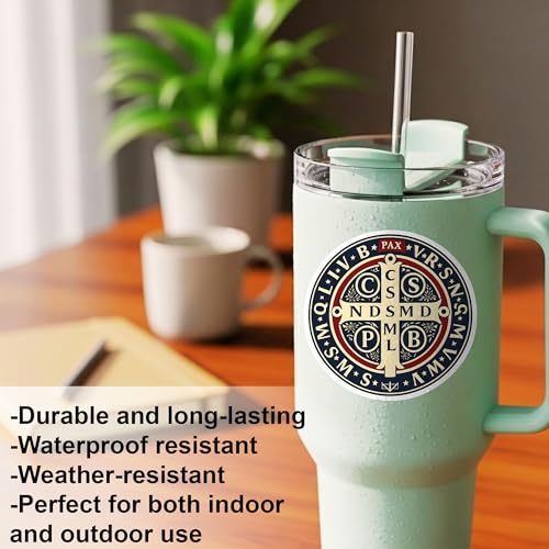 [3PCS] St Benedict Medal Sticker Catholic Saint Stickers for Water Bottles - color: St Benedict Medal