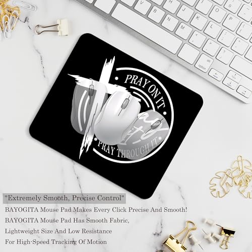 Black Christian Mouse Pad - Prayer Office Desk Mousepad, Prayer Religious Office Decor, Christian Gifts for Women, Coworker Gifts, Gift for Employees, 9.5x8 Inches - color: Black Pray