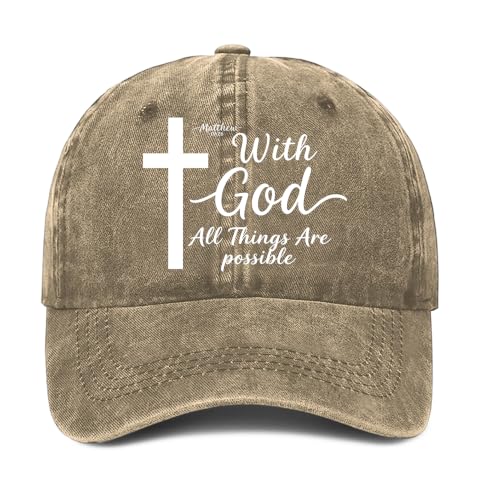 Christian Baseball Cap for Men & Women - Embroidered Jesus Cross Hat, Adjustable Christian Gifts - color: Christian-18 Khaki