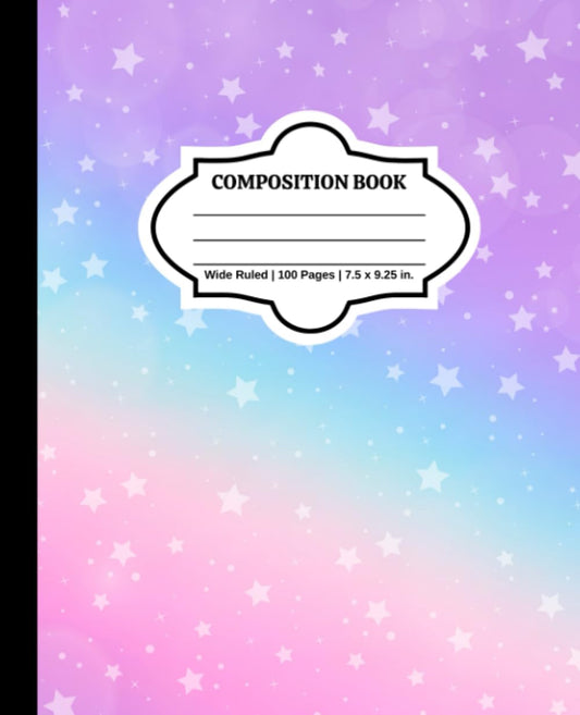 Composition Book Wide Ruled 7.5 x 9.25 In.: Wide-Ruled Paper Notebook Journal CN04 | Ideal for Teens Kids Students | Cotton Candy Sky (Back-to-School Composition Notebooks)