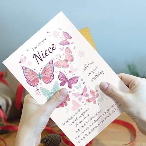 Qiliji Happy Birthday Card for Niece, Sweet Niece Birthday Card, Nieces Bday Cards Gifts from Uncle Aunt - color: Niece Birthday
