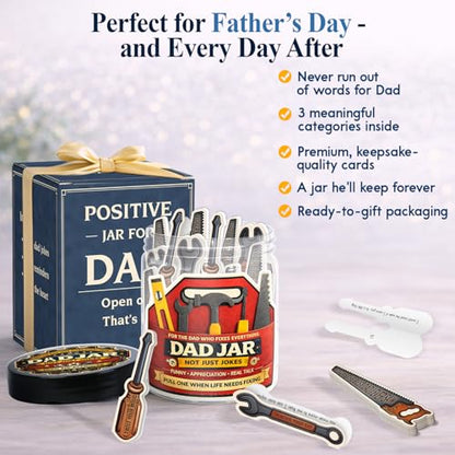 60 Dad Jokes Cards Jar, Funny Birthday Gift for Dads from Daughter, Son, Wife - Stocking Stuffers, Christmas White Elephant Gifts for Adults, Men Granpa Gift, Funny Gag Gifts for Men - color: Positive Dad Fix