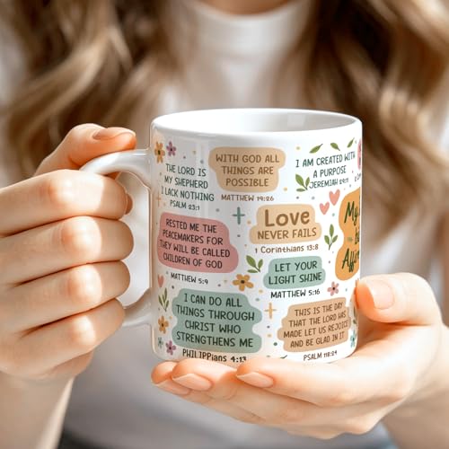 Daily Bible Affirmations Coffee Mug, Christian Scripture Gifts for Women Men Church Friends, Inspirational Religious Encouragement Gifts for Mom Grandma Pastor, Birthday Graduation Mothersday Present - color: Daily Bible Affirmations