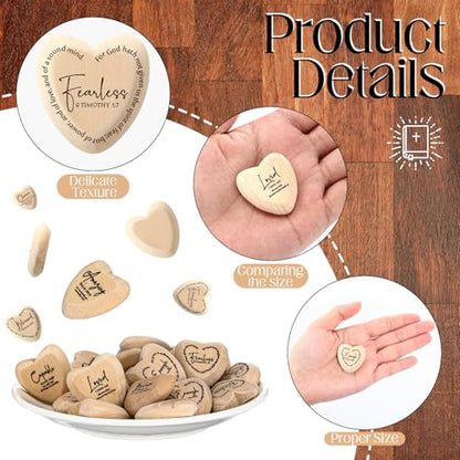 Geelin 72 Pcs Christian Gifts Bulk Wooden Hearts, Natural‌ - color: Natural‌