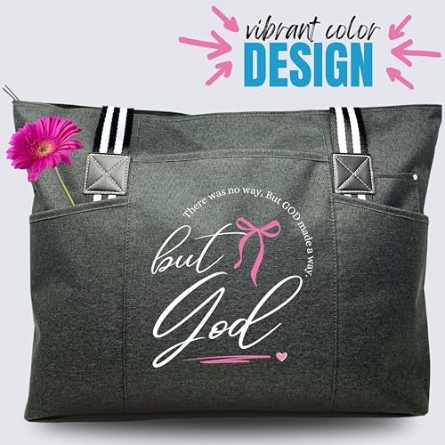 Brooke & Jess Designs Church Bags for Women - Bible Tote Bags for Women, Large Tote Bag for Womens with Zipper - color: Black Tessa But God