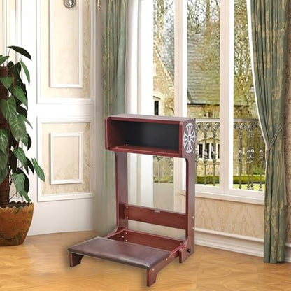 FixtureDisplays® 20 X 32 X 20" Prayer Bench, Padded Kneeler with Book Shelf, Sturdy Wood (MDF) Easy Fold-Away Prayer Table Chair 10211-NPF
