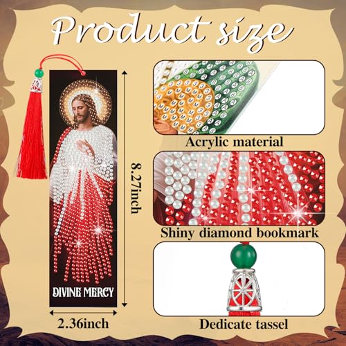 Sinload 10 Pcs Christian Diamond Painting Bookmark 5d Acrylic Art - style: Catholic