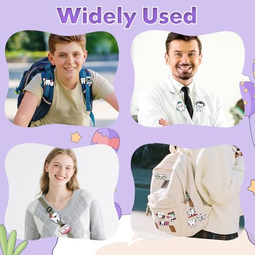 Cute Pins Bulk, Funny Lapel Badge Pins Rubber Brooch Pins for Backpacks, Hats, Bags - style: Tooth-20PCS