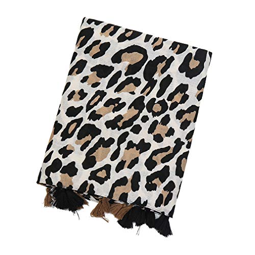 Yeieeo Boho Scarf for Women Lightweight Floral Printed Scarf Fall Winter Fashion Fringed Shawl - color: Leopard 1
