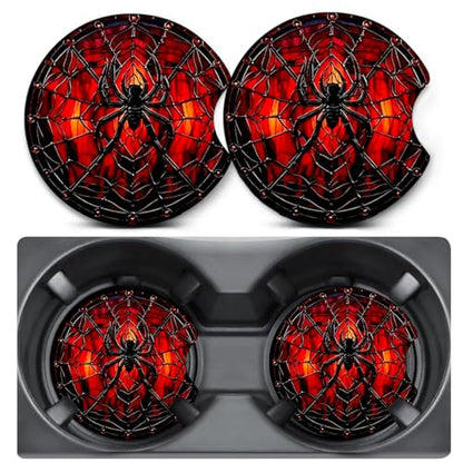 2 Pack Spider Car Coasters for Cup Holders,Neoprene Anti Slip Mat - color: Spider