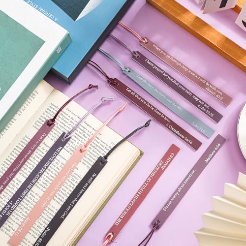 Skyygemm 10 Pcs Christian Bookmarks Christmas Gift for Women, Pink Purple - color: Pink Purple