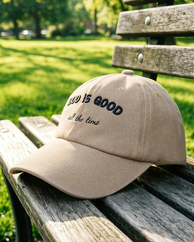 Christian Jesus Hats for Men, Adjustable Denim Cotton Faith Blessed Baseball Cap for Women - color: Khaki-god is Good