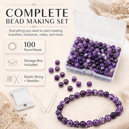 Cherry Tree Collection 100PCS 6mm Dogtooth Amethyst Round Bead Craft Kit - color: dogtooth amethyst, size: 6mm