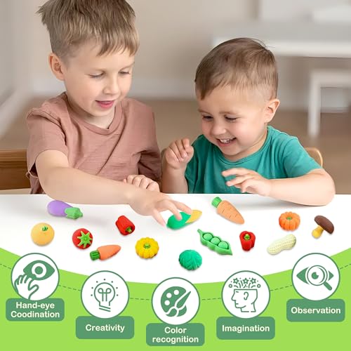 30 Pcs Vegetable Erasers for Kids - 3D Take Apart Puzzle Erasers for Desk Pet, Classroom Prizes, Game Rewards, Party Favors, Class Treasure Box - color: Vegetable-30