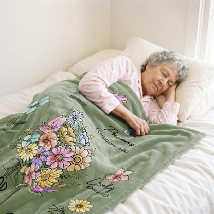 Christian Gifts for Women, Christian Birthday Blanket with Flowers - color: Sage Green, size: 80"x60"