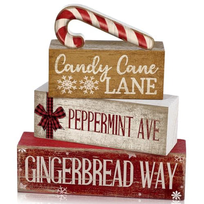 Moucuny 4 Pcs Christmas Table Decor Wooden Candy Cane Decoration Farmhouse - style: Candy Cane