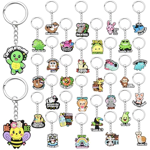Cute Keychain Bulk,Cute Key Chain for Car Keys Purse Bag Rewards - color: Animal-30