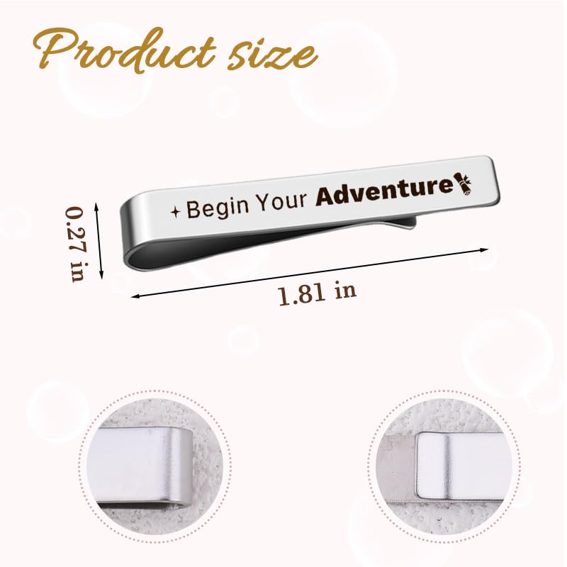 Novelty Mens Tie Clip for Wedding Graduation Gift for Him Son Grandson Birthday Christmas Gift Tie Clips for Dentist Pilot - style: begin your adventure