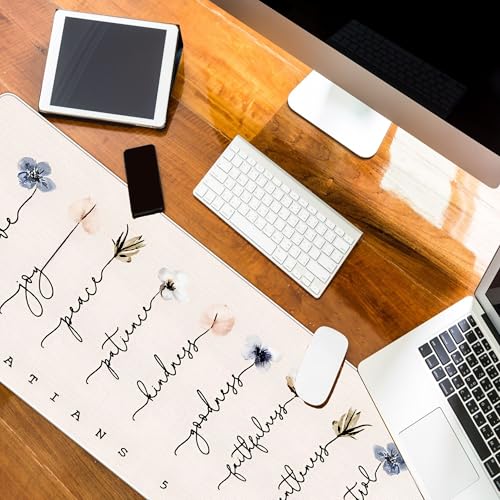 Christian Desk Mat Bible Verses Mouse Pad Flroal 31.5x11.8 - color: Christian Pink, size: 31.5L x 11.8W inches