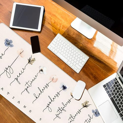 Christian Desk Mat Bible Verses Mouse Pad Flroal 31.5x11.8 - color: Christian Pink, size: 31.5L x 11.8W inches