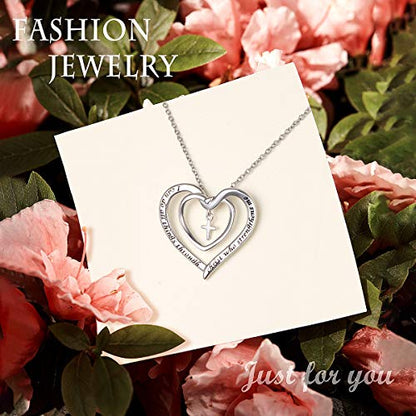 S925 Sterling Silver Christian Cross Heart Faith Bible Verse Necklace Rings - style: I can do all things through christ who strengthens me
