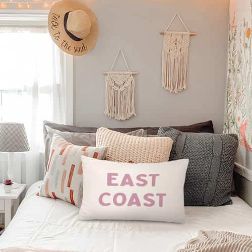 Lacama Coastal Beach East Coast 12x20 Pillow Cover, Preppy Beach Room Decor, Pink Preppy Beachy Coastal Decorative Lumbar Throw Pillow Covers Pillowcases for Couch Bed Girly Bedroom Room Dorm - color: Coast-pink East Coast