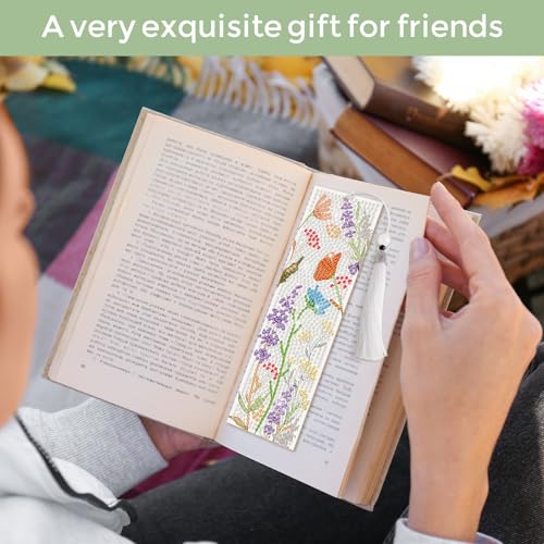 8 Pieces Christian Bible Verse Diamond Art Bookmarks 5d Christian Beaded Bookmark Acrylic Tassel Bookmark for DIY Making Beginners Adults Arts Craft Supplies (Wildflowers) - color: Wildflowers