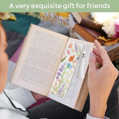 8 Pieces Christian Bible Verse Diamond Art Bookmarks 5d Christian Beaded Bookmark Acrylic Tassel Bookmark for DIY Making Beginners Adults Arts Craft Supplies (Wildflowers) - color: Wildflowers