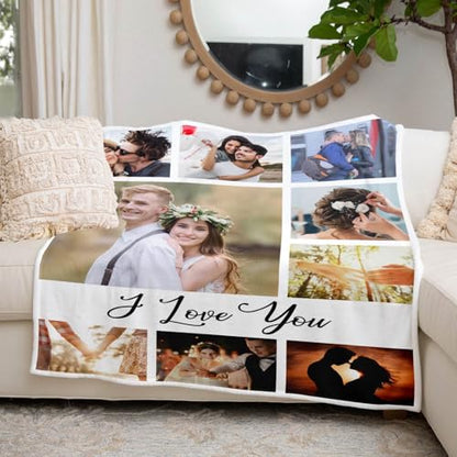 inkArts Custom Blanket with Photo, Personalized Blanket, Customized Photo Blankets, Customizable Picture Blankets, Personalized Anniversary Photo Gifts for Women Men Her Him Girlfriend Boyfriend - color: 9 Photos