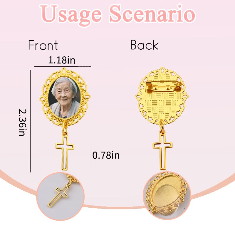 Wedding Double Picture Frame Brooch for Bride Grooms Boutonniece Pin for Wedding Bouquet - color: Color G