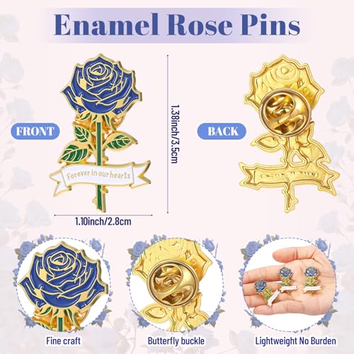 Misdary Funeral Favors Guest Memorial Rose Pin - color: Blue