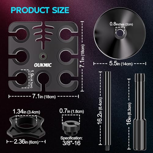 Multi Microphone Holder Desktop Mic Stand with Square Tray