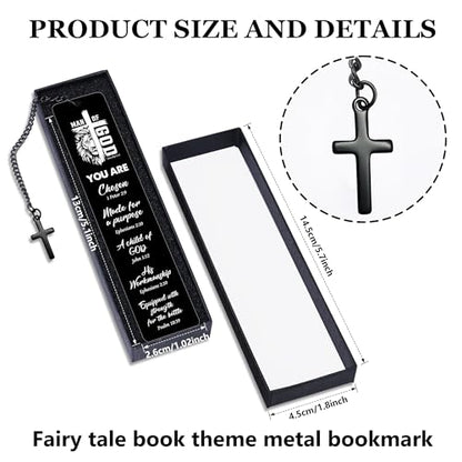 Bible Verse Metal Bookmark for Men, Man of God Christian Bookmark for Men, Religious Fathers Day Gift Scripture Book Mark with Cross Pendant for Husband Dad Reading Gifts