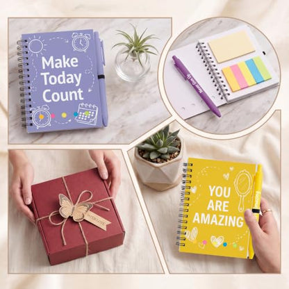 Sprial Notebooks with Pens Bulk, 48 Pack, 5.5 x 4.7 Inch, Pastel - color: Soft Macaron Colors Playful