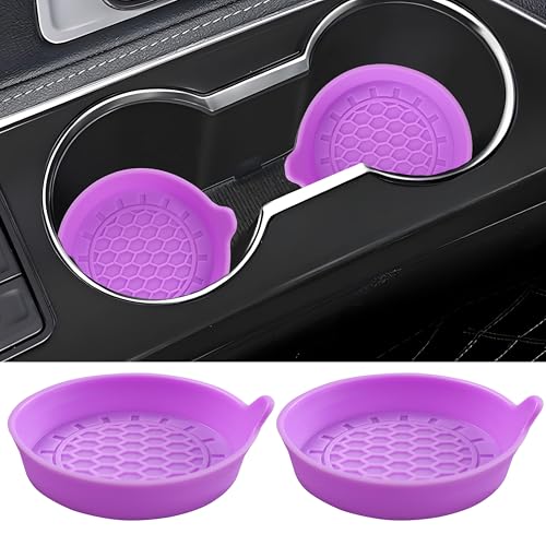 Amooca 2-Pack Spill-Proof Cup Coasters Non-Slip Car Cup Holder Inserts - color: Purple, size: 2 pack