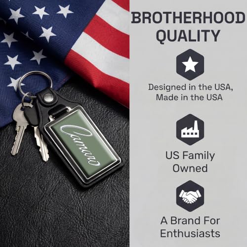 Brotherhood Car Key Chain for Camaro - Classic Models Keychain - color: Frost Green 69 Script