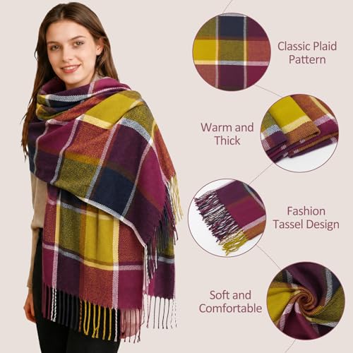 Loritta Winter Scarf for Women, Long Plaid Shawl Wraps Scarves Gifts - color: Color Lattice