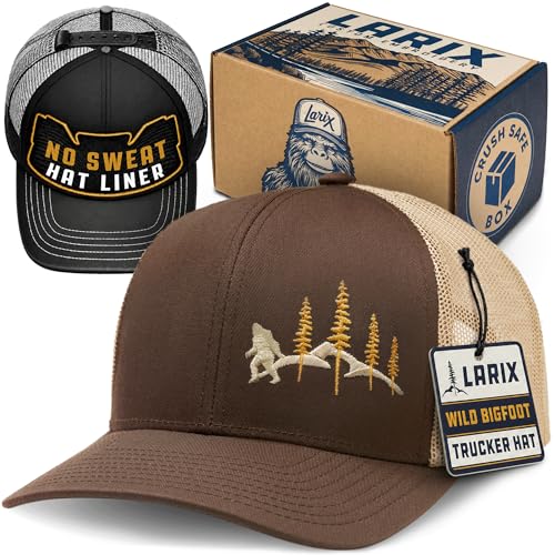 LARIX Trucker Hat Men - Snapback Cap with Breatheable Mesh Back, Hats for men, Mens Hat, Mens Trucker Hats - color: Brown Beige (Wb)