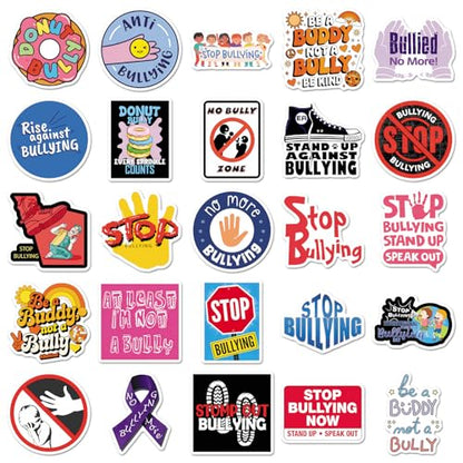 Stand Against Bullying Stickers 50pcs for Teen Water Bottle Cartoon Trendy Aesthetic Stickers Fun Aesthetic Waterproof Vinyl Decals for Laptop Bumper Luggage Skateboard Guitar (Colours-B7) - color: Colours-b7