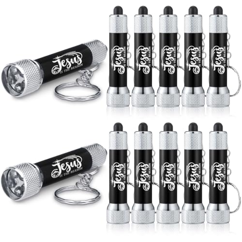 Jutom 12 Pcs Jesus is the Reason Flashlight Bulk Christian Religious LED Light Keychain Flashlights for Christmas Church Events Vbs Christian Gifts Christmas Party Favors - color: Black, size: Jesus IS THE REASON