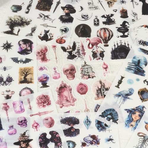 Gothic Sticker Book, Precut Halloween Washi Stickers for Journaling - color: Gothic Dark Night